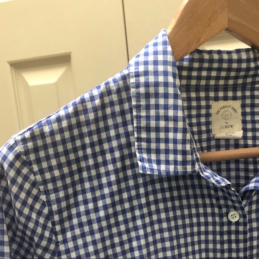 J.Crew Perfect Shirt in Blue Gingham-Size 12